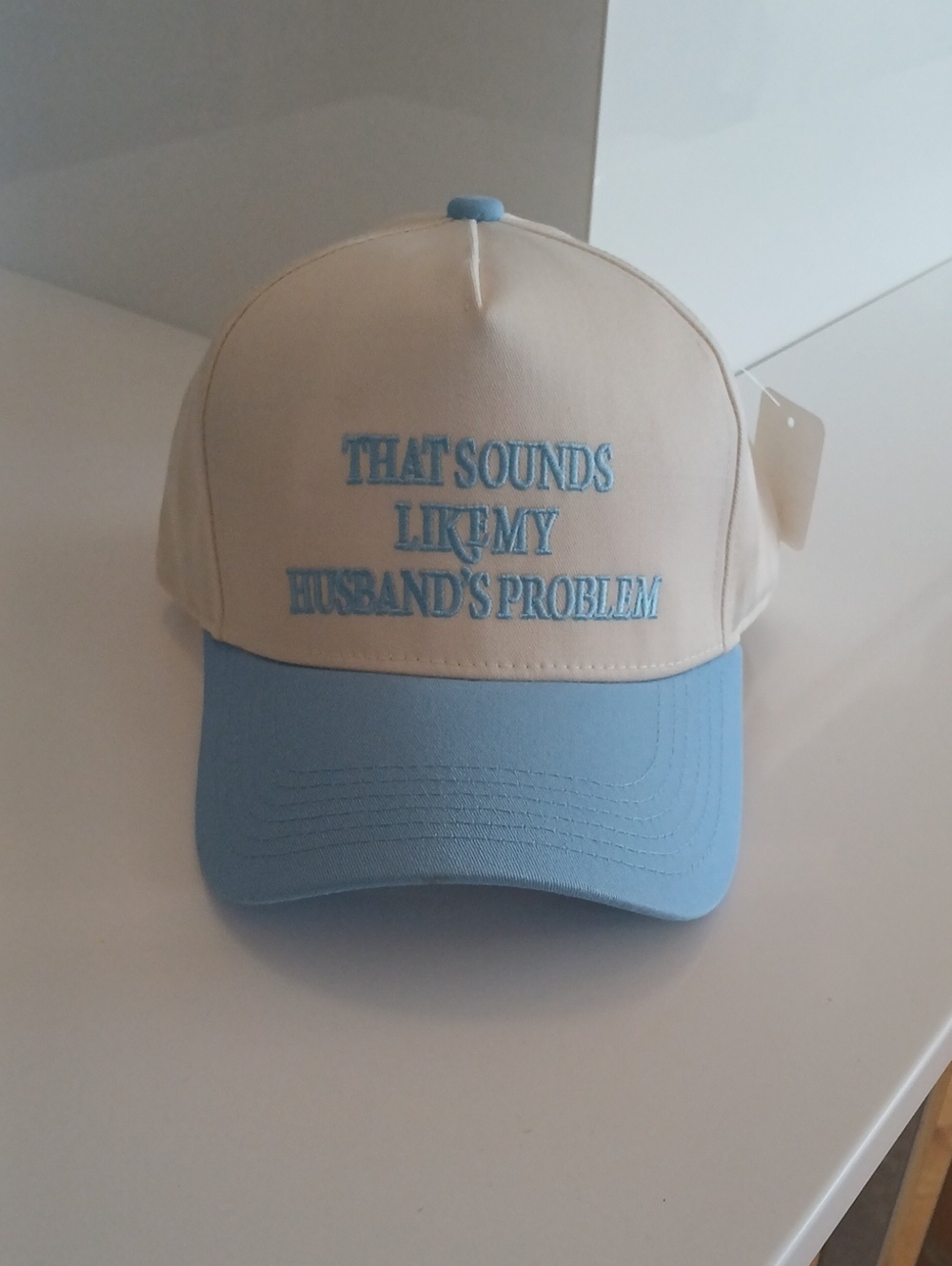 Soft Blue & Cream Baseball Cap - That Sounds Like My Husband's Problem